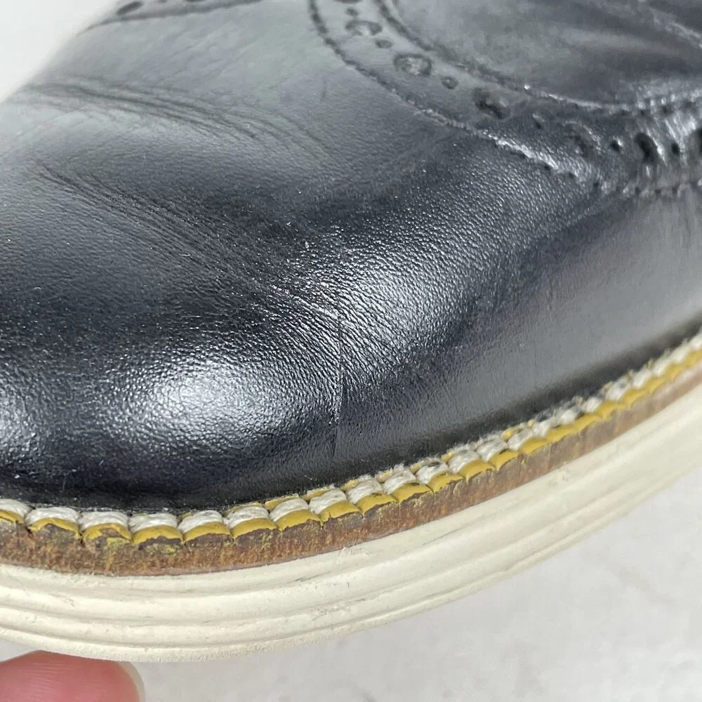 Cole Haan Grand OS Oxfords Mens‎ 8.5 Black Leather Wingtips Formal